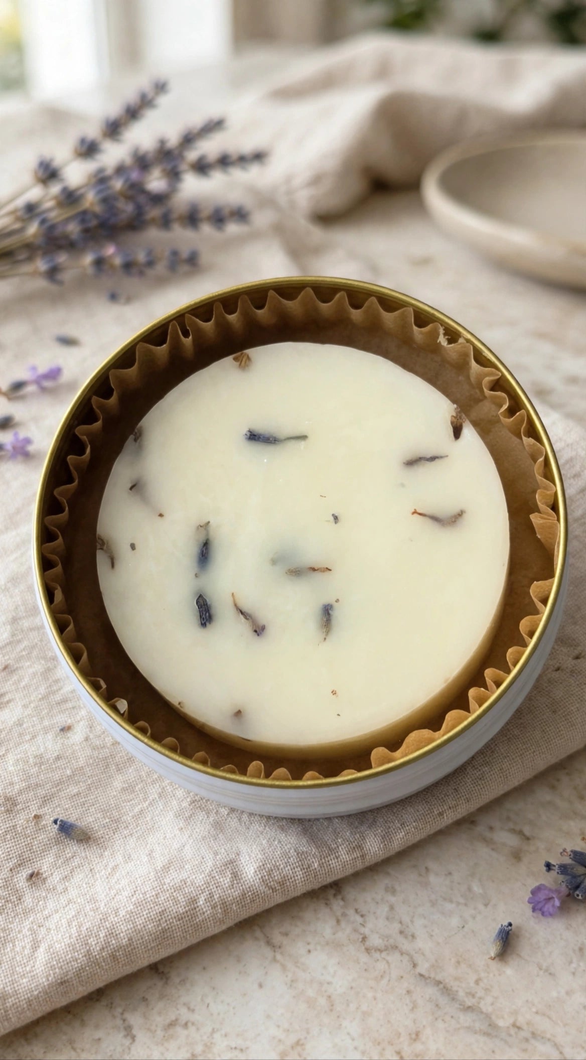 Lotion bar with lavender buds